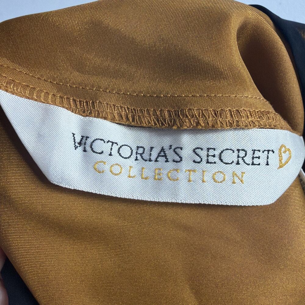 Vintage Victorias Secret Mustard Slip Dress Black Sheer large festival victorian - Picture 11 of 14